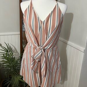 Hummingbird Striped Pink and Blue Romper